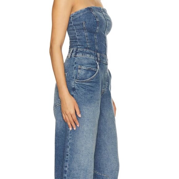 NWT Free People We The Free Je Suis Pret Barrel Jumpsuit Denim $148 - Picture 2 of 15